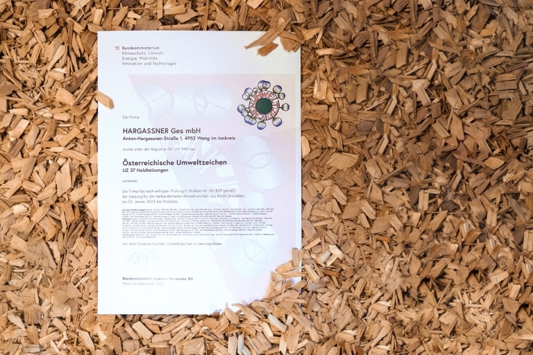 Auszeichnung Umweltzeichen 2022 Urkunde | Hargassner