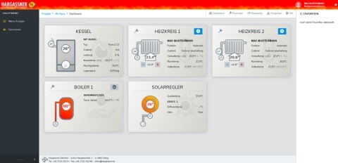 Webportal Anlagenübersicht der Biomasseheizanlage | Hargassner