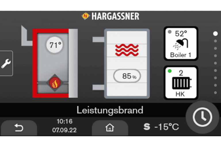 Smart Touch Display Volllast­betrieb | Hargassner