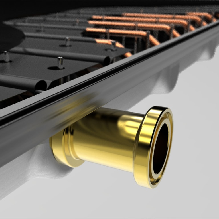 TS 400 Vakuum-Flachkollektor | Thermische Solaranlage | Seitenansicht Detail Anschluss | Hargassner