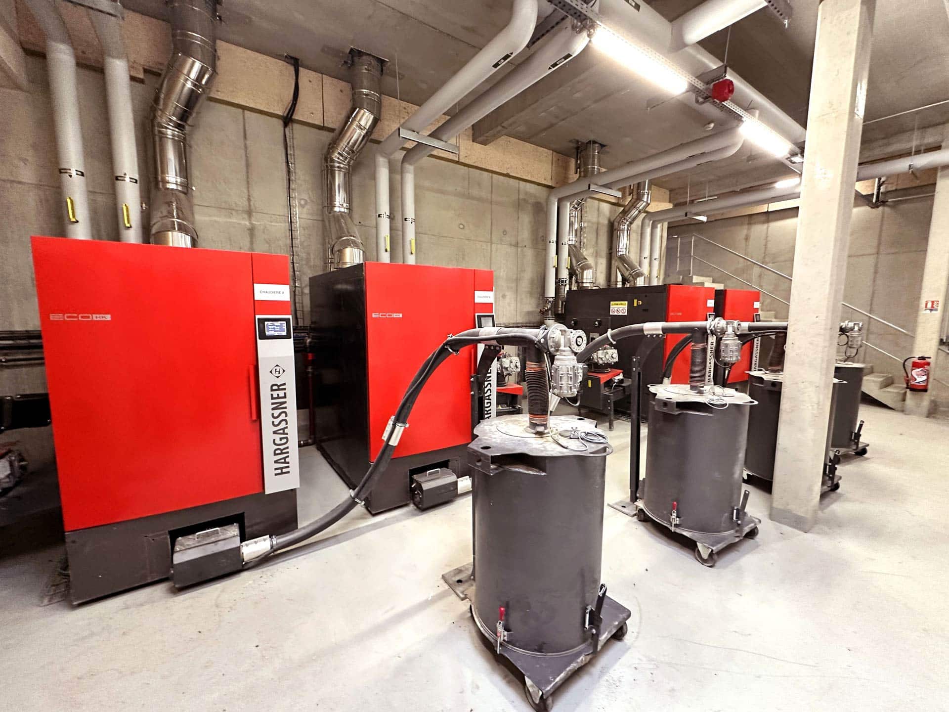 cendriers déportés connecté aux chaudières par système AFS