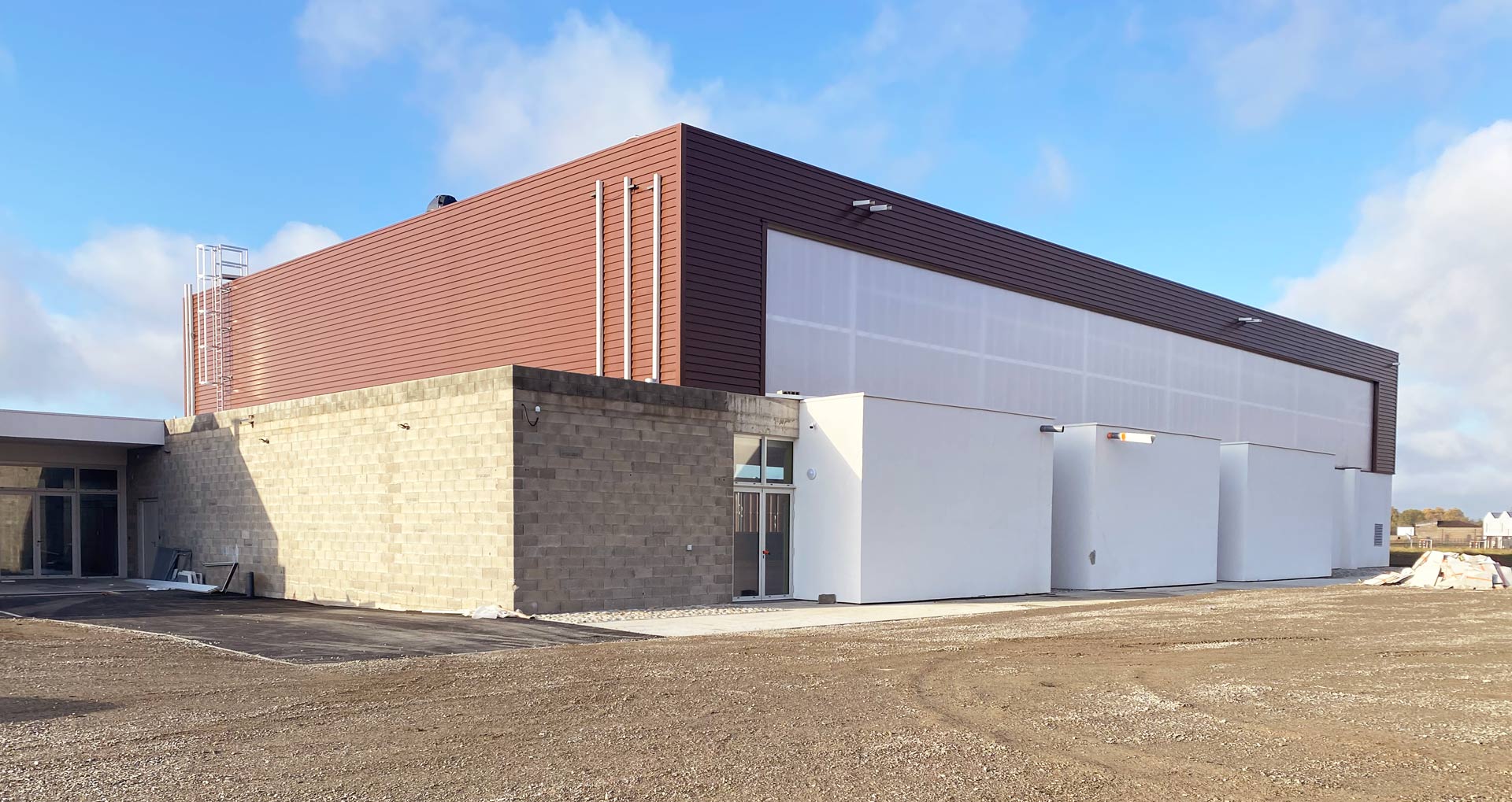 Chaufferie du gymnase de Cintegabelle en construction