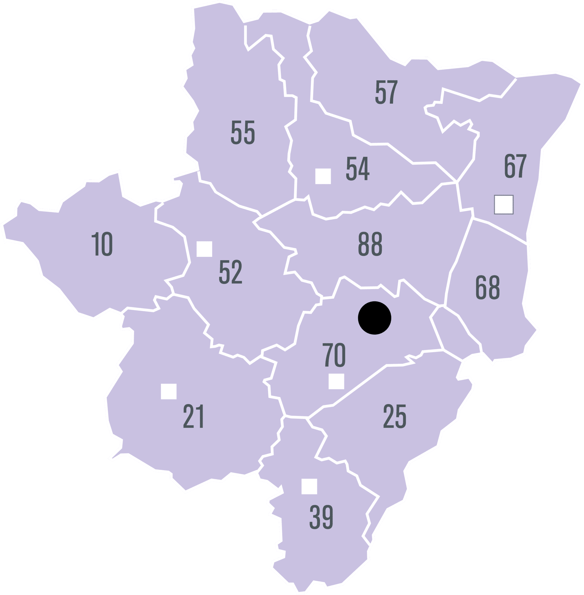 Découpage du secteur géographique de HARGASSNER France NORD-EST