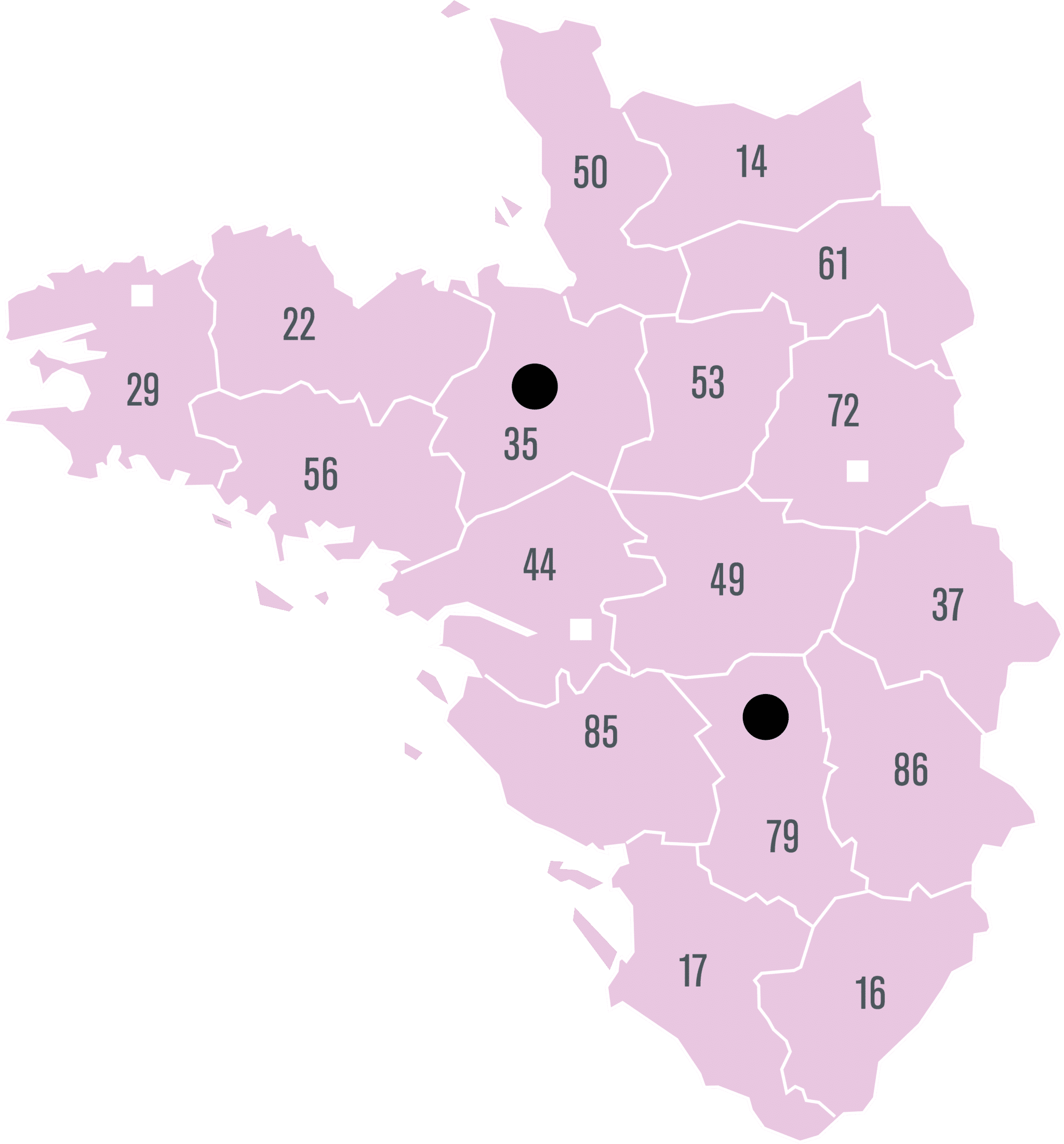 Découpage du secteur géographique de HARGASSNER France NORD-OUEST