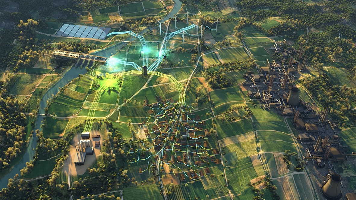 Veranschaulichung Stromnetz - Bioenergie für eine sichere Energiezukunft