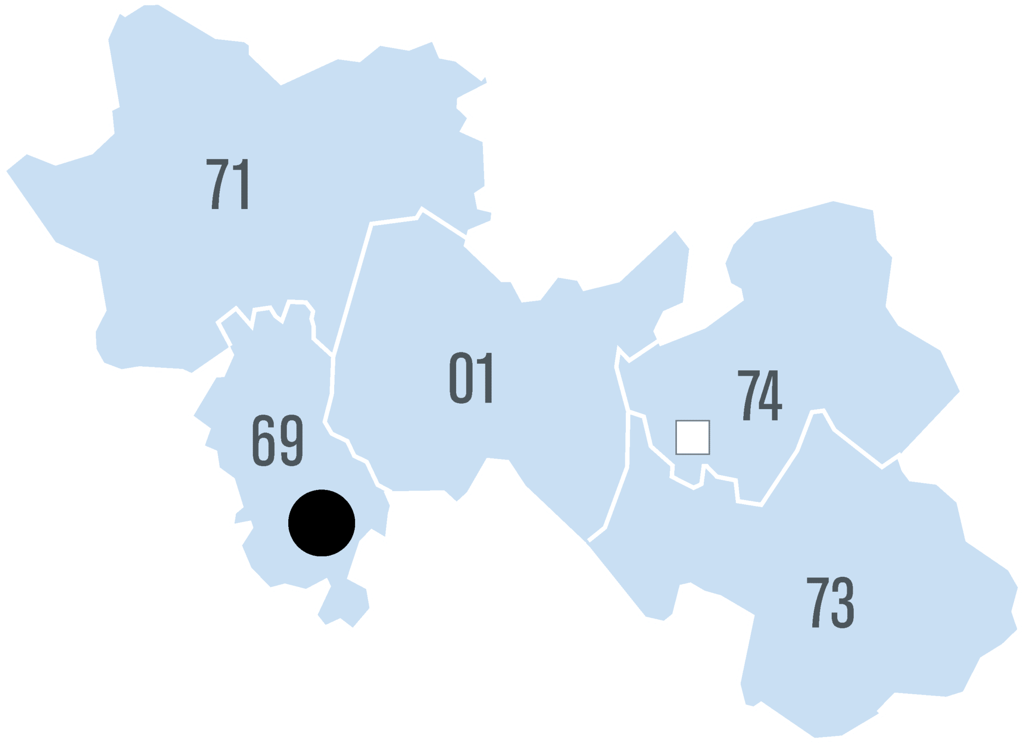 Découpage du secteur géographique de HARGASSNER France RHÔNE-SAVOIE