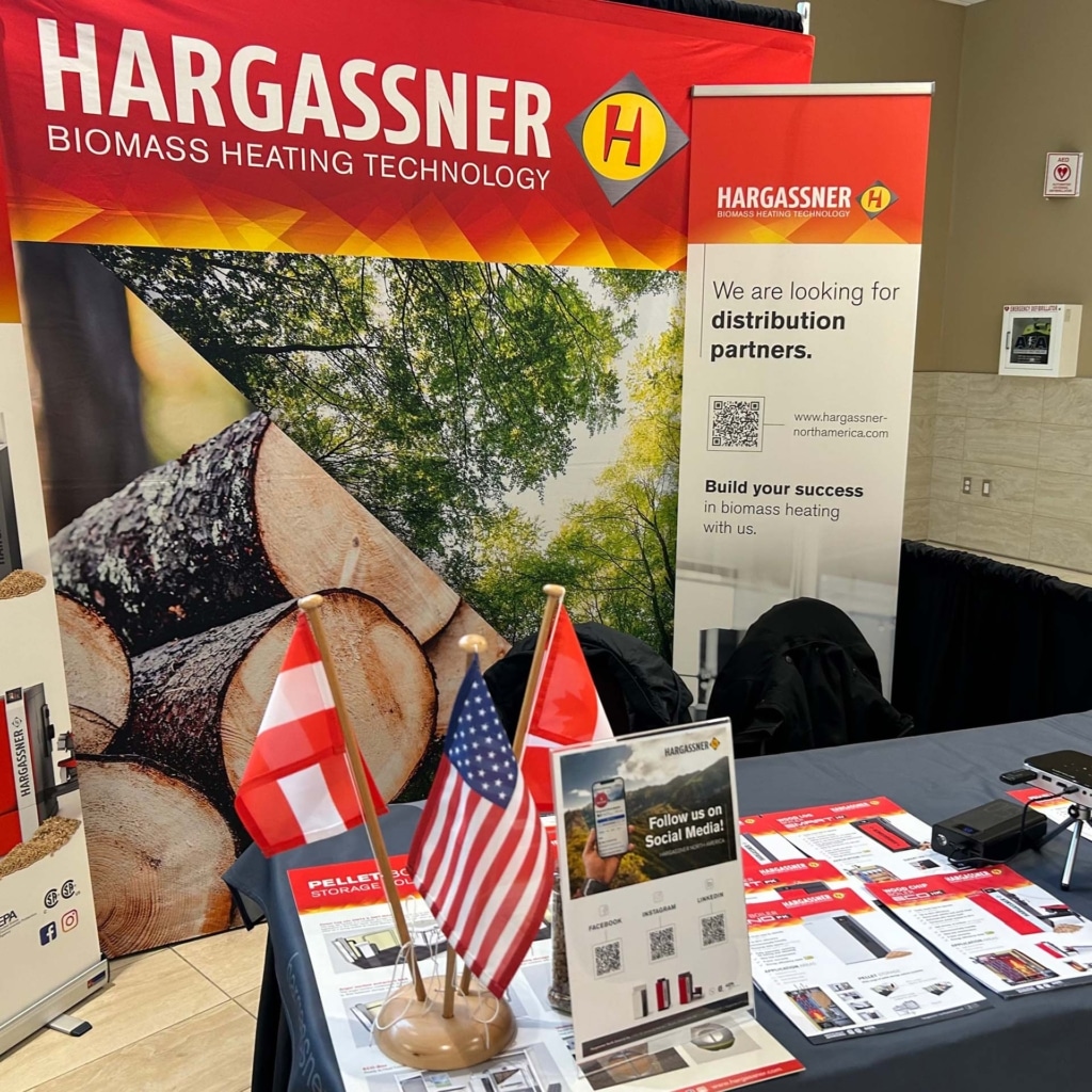 Hargassner's exhibition stand at the MN AG Expo 2025 in Mankato, Minnesota