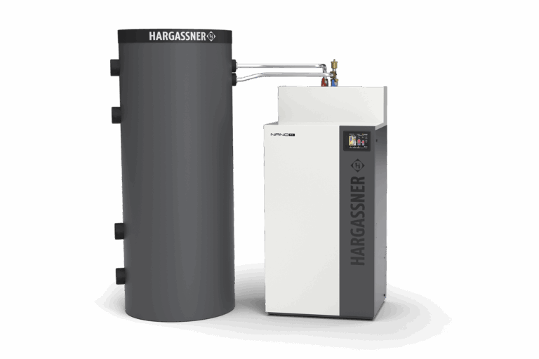 HSS600 system cylinder with Nano-PK pellet boiler | Hargassner
