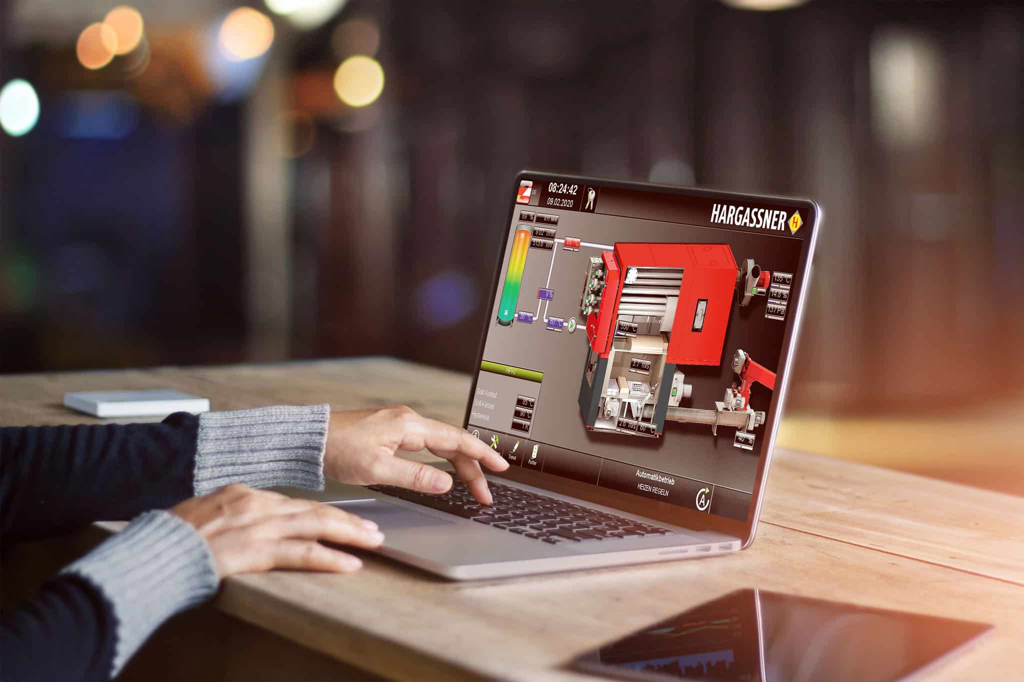 Mockup interface sur ordinateur | Régulation Touch Industry HARGASSNER