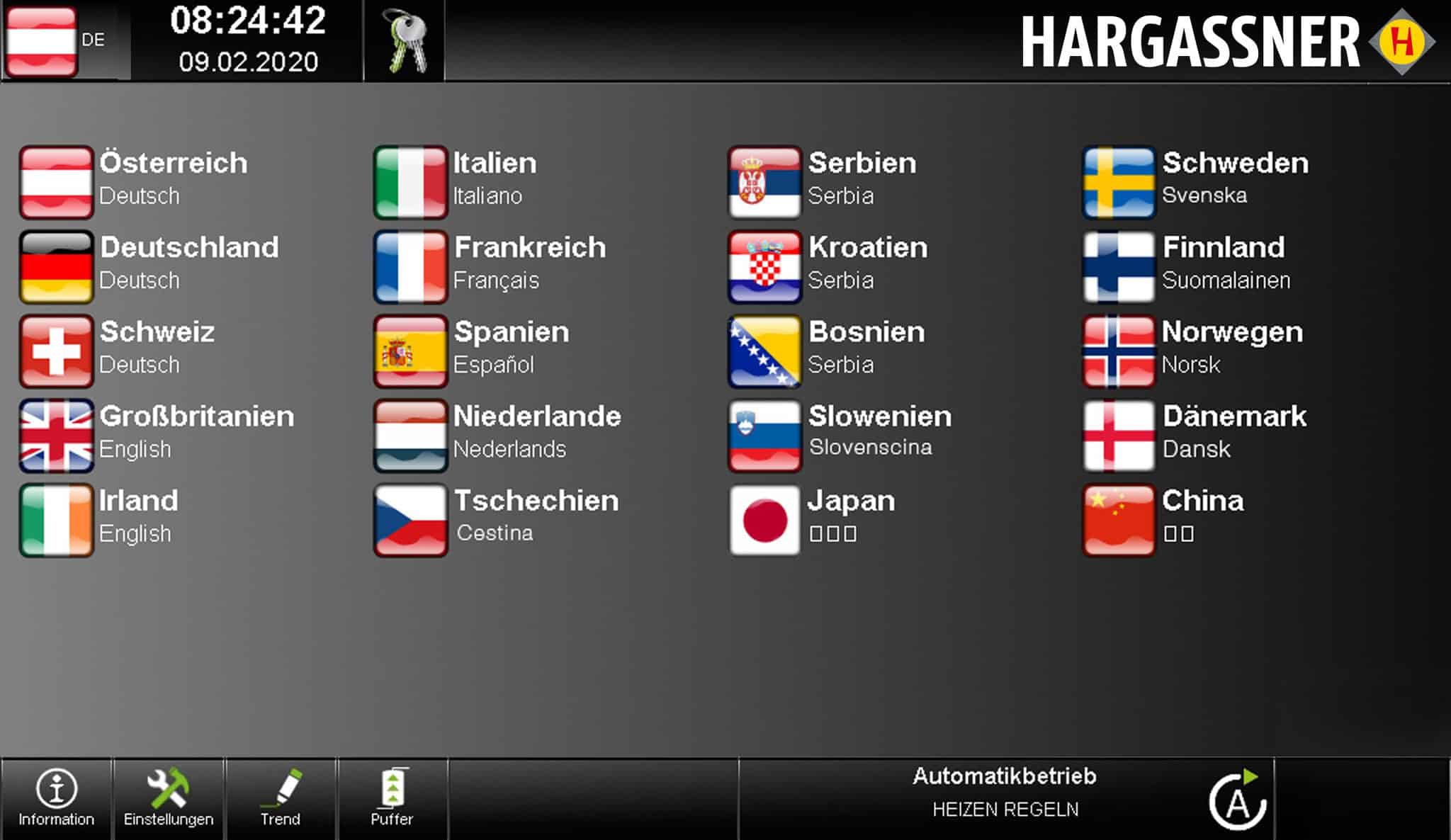 Régulation multilingue | Régulation Touch Industry HARGASSNER