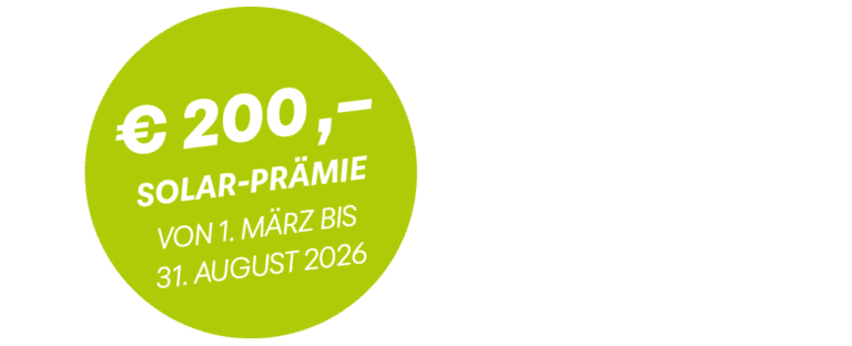 Grüner Button mit Text: 200 Euro Solar-Prämie von 1. März bis 31. August 2026