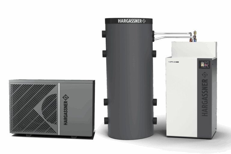 Systemspeicher HSS600 HE mit Wärmepumpe und Nano-PK | Hargassner