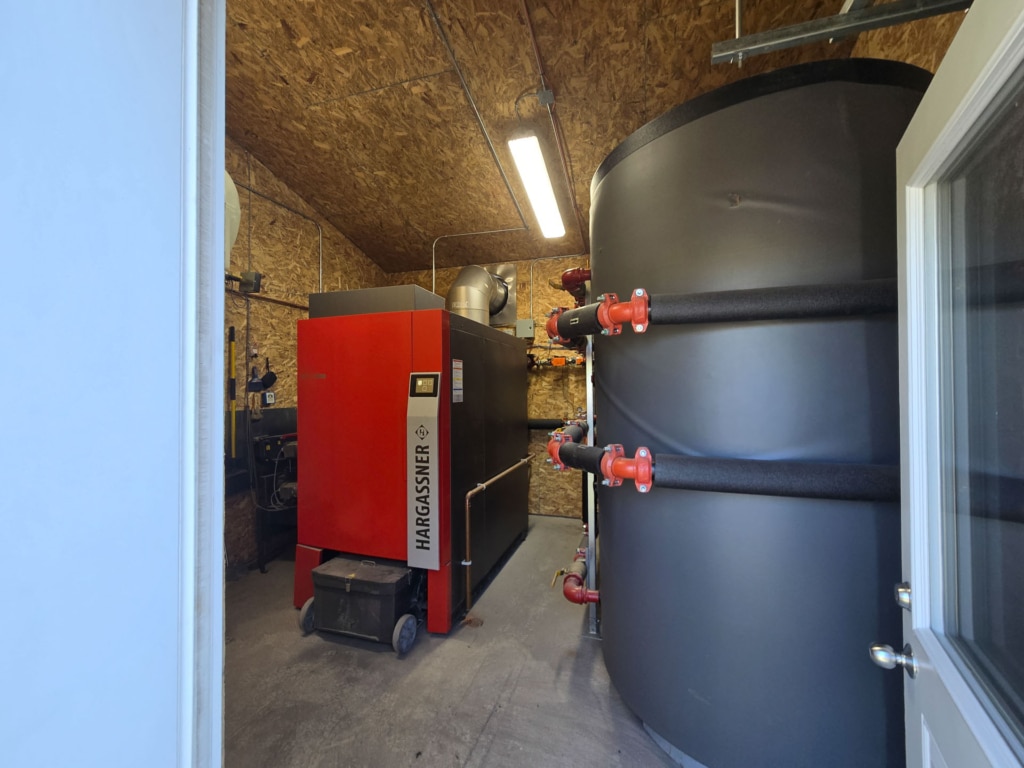 Interior view boiler house, Caron et Fils industrial heat exchangers, Quebec - Reference wood chip boiler Eco-HK