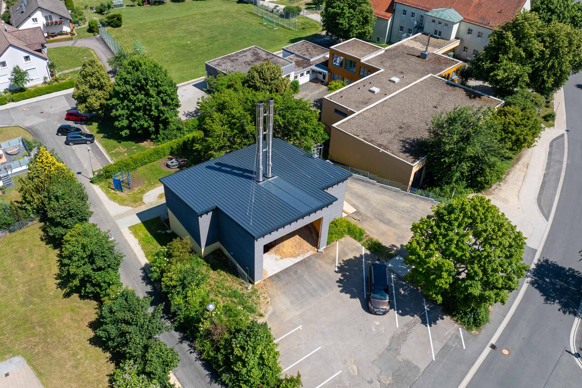 Luftansicht Nahwärme Edelsfeld, Referenz Hargassner